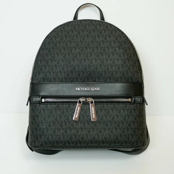 Michael Kors Handbags - MICHAEL KORS KENLY Pebbled Leather MEDIUM BACKPACK With MK Logo Allover …